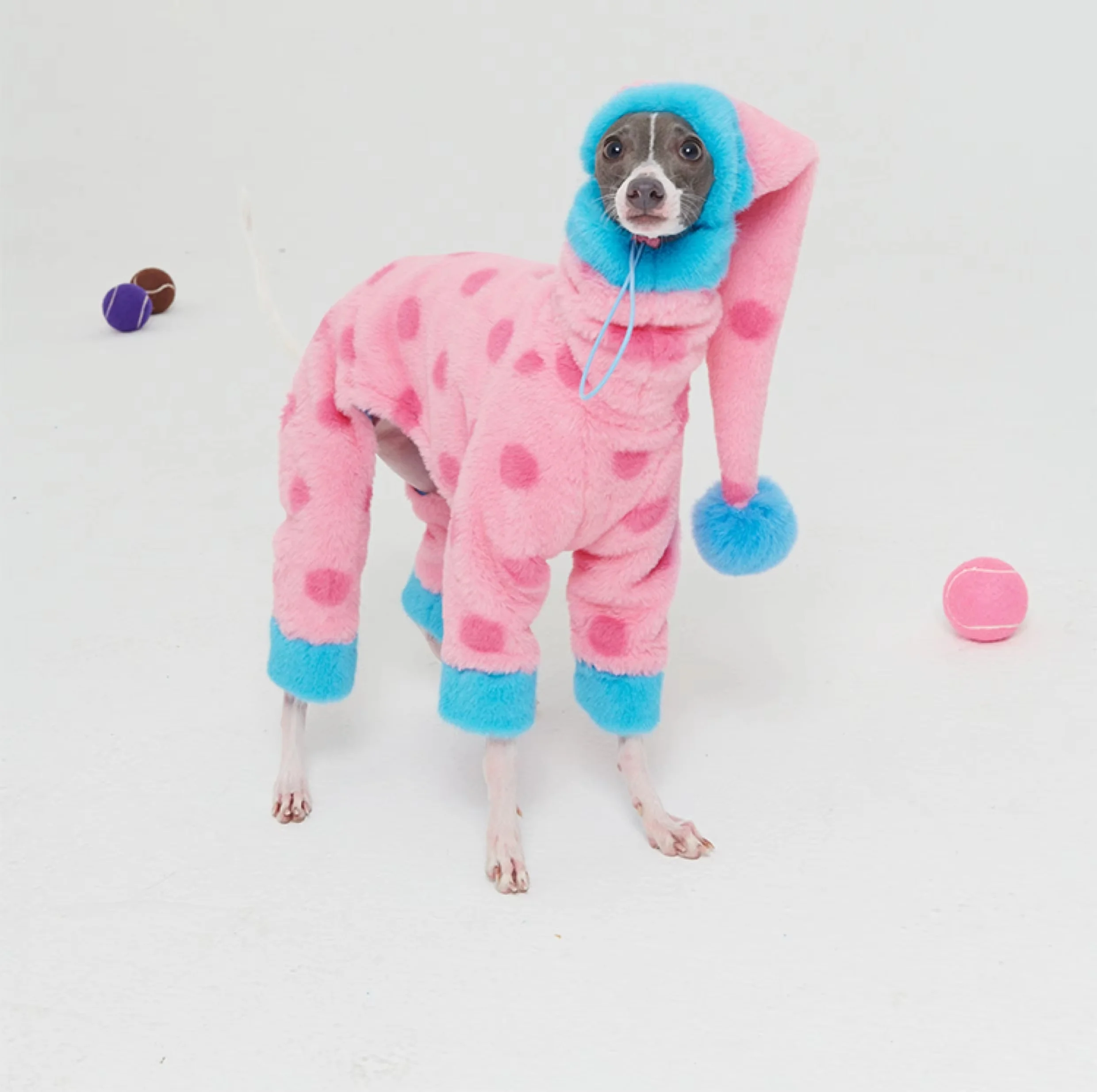 Traje de lana color café rosa de invierno para galgo italiano, cuello alto, grueso, 4 patas, mangas largas, abrigo cálido, disfraces dulces para Whippet