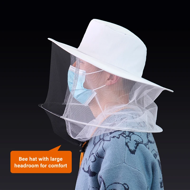 BeeKeeping-Sombrero de apicultor profesional con ala, protector solar grueso para la cara, protección especial de media longitud para apicultor - imagen 4
