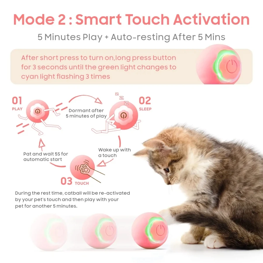 Juguete interactivo automático para gatos, pelota de entrenamiento inteligente para mascotas, juguete para gatitos, juguete para jugar en interiores - imagen 2