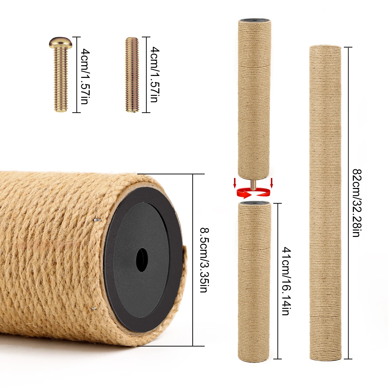 Poste rascador para gatos, extensión de repuesto de Sisal Natural, poste rascador para gatos, piezas de postes de árbol, rascador de cuerda de cáñamo para escalada - imagen 4