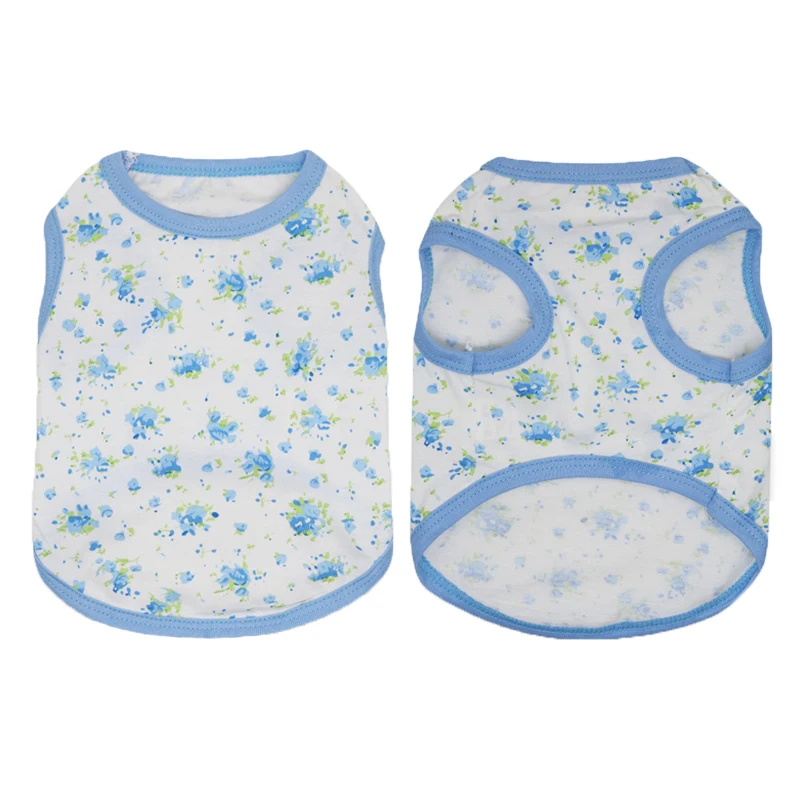 Ropa para perros de primavera y verano, camisa transpirable para perros con estampado de flores, chaleco sin mangas para cachorros, camiseta a la moda para perros medianos y extra pequeños - imagen 2