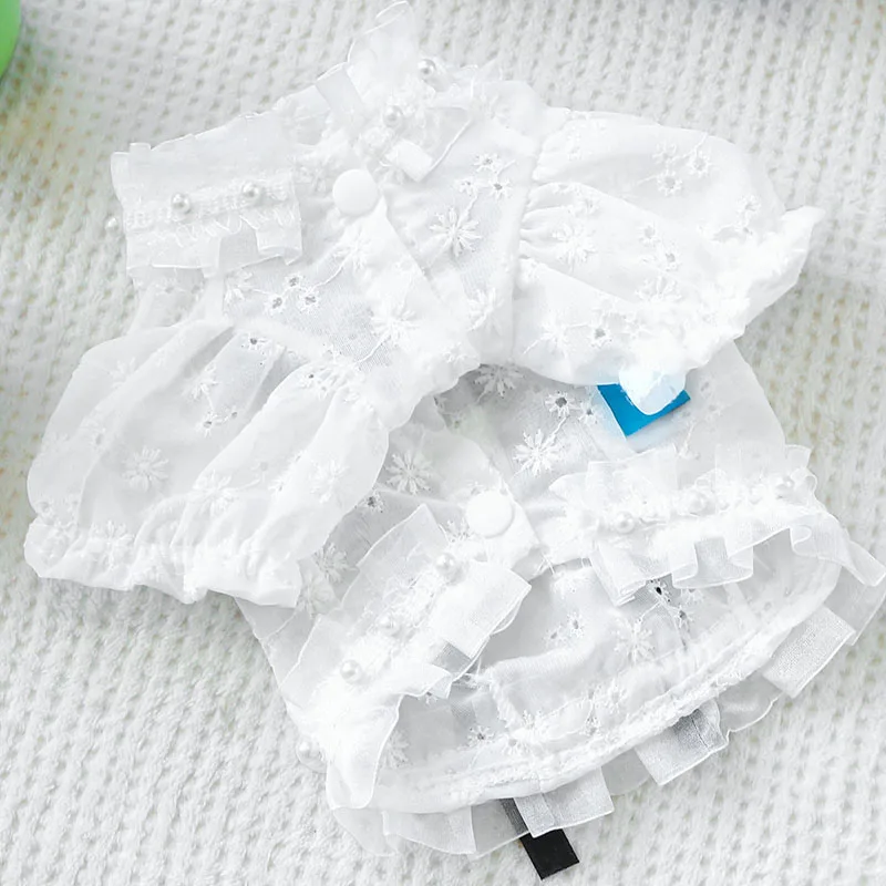 Ropa para perros dulces, sudadera blanca, camiseta para perros pequeños, perro salchicha, Chihuahua, manga de burbuja, lazos de cinta, sudaderas con capucha, camisa para mascota XS - imagen 4