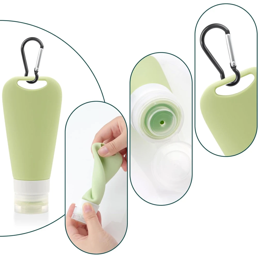 Alimentador de botellas de agua de silicona de 90 ML, tubo rellenable de alimentos con mosquetón, botellas de viaje portátiles para perros y mascotas, viajes de adiestramiento al aire libre - imagen 2