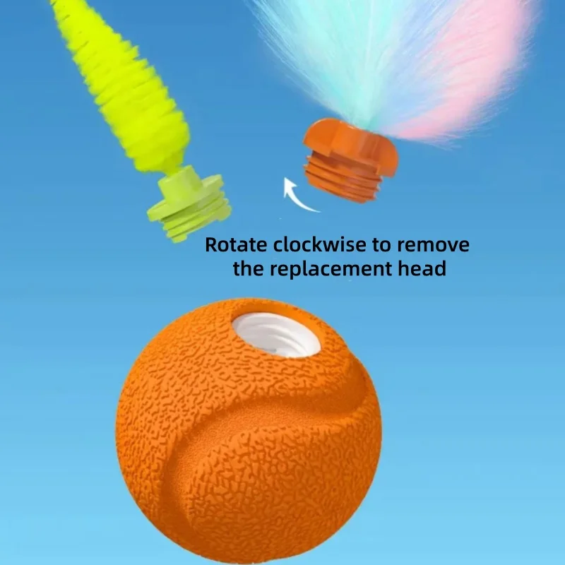 Pelota para gatos con plumas, juguetes para gatitos, pelota con sonido, ejercicio interactivo hinchable, herramienta de entrenamiento de entretenimiento para gatos de interior - imagen 4