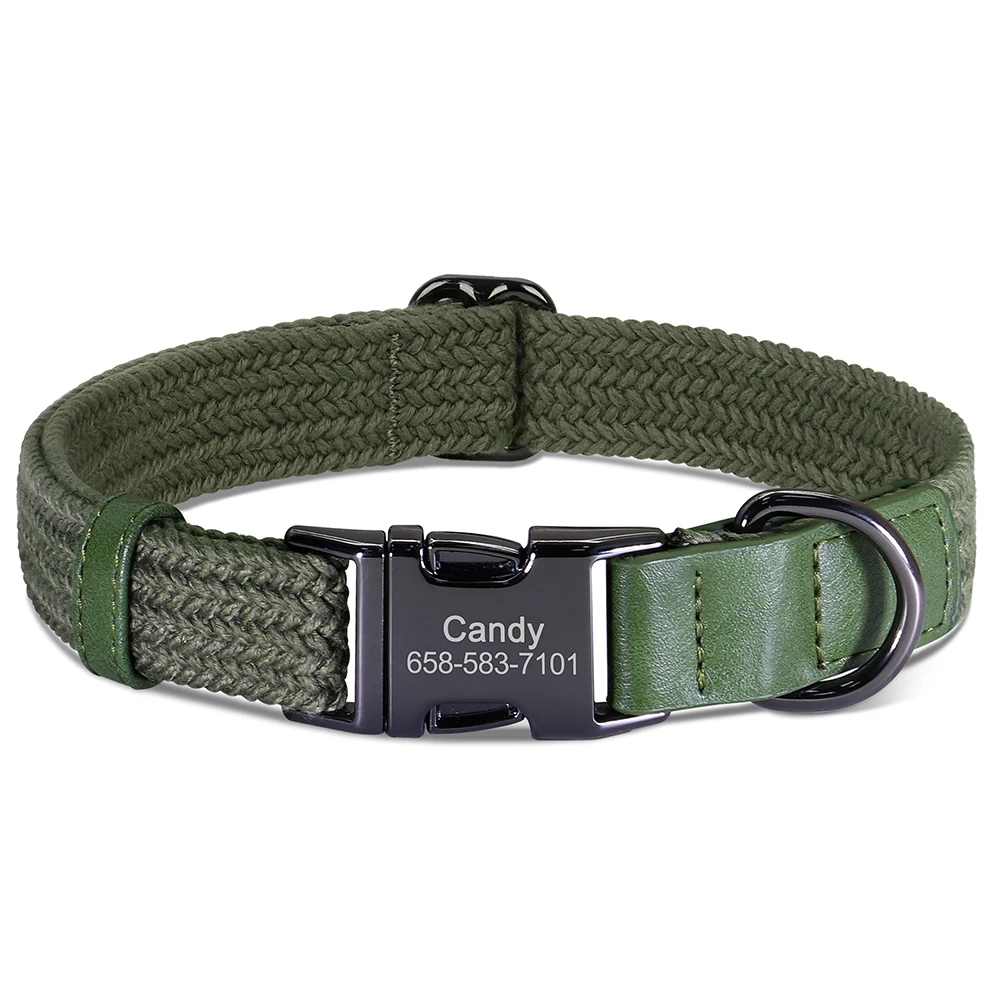 Collar personalizado para perro ajustable de nailon con nombre grabado - imagen 2
