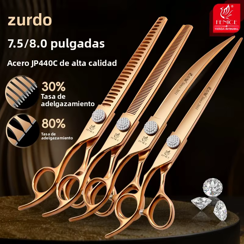 Tijeras de peluquería canina para perros - rectas curvas y entresacar - imagen 2