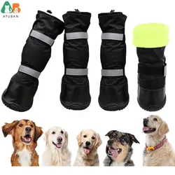 Botas de lluvia para perros ATUBAN con forro polar cálido, zapatos para perros medianos y grandes impermeables y antideslizantes con correas reflectantes y suela resistente