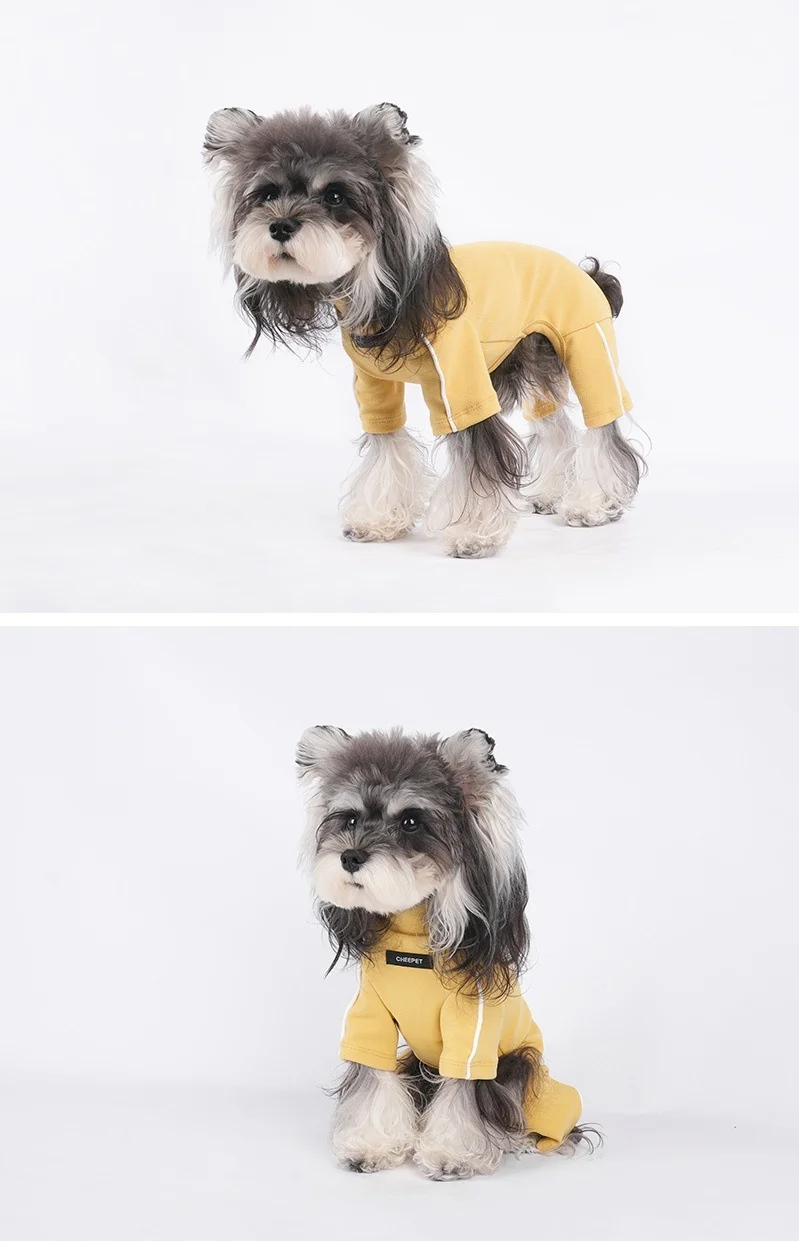 Capa base de cuello alto para perro, mono suave de invierno de 4 patas, mono cálido para perro con piernas, camiseta para perro, ropa para cachorros para clima frío - imagen 4