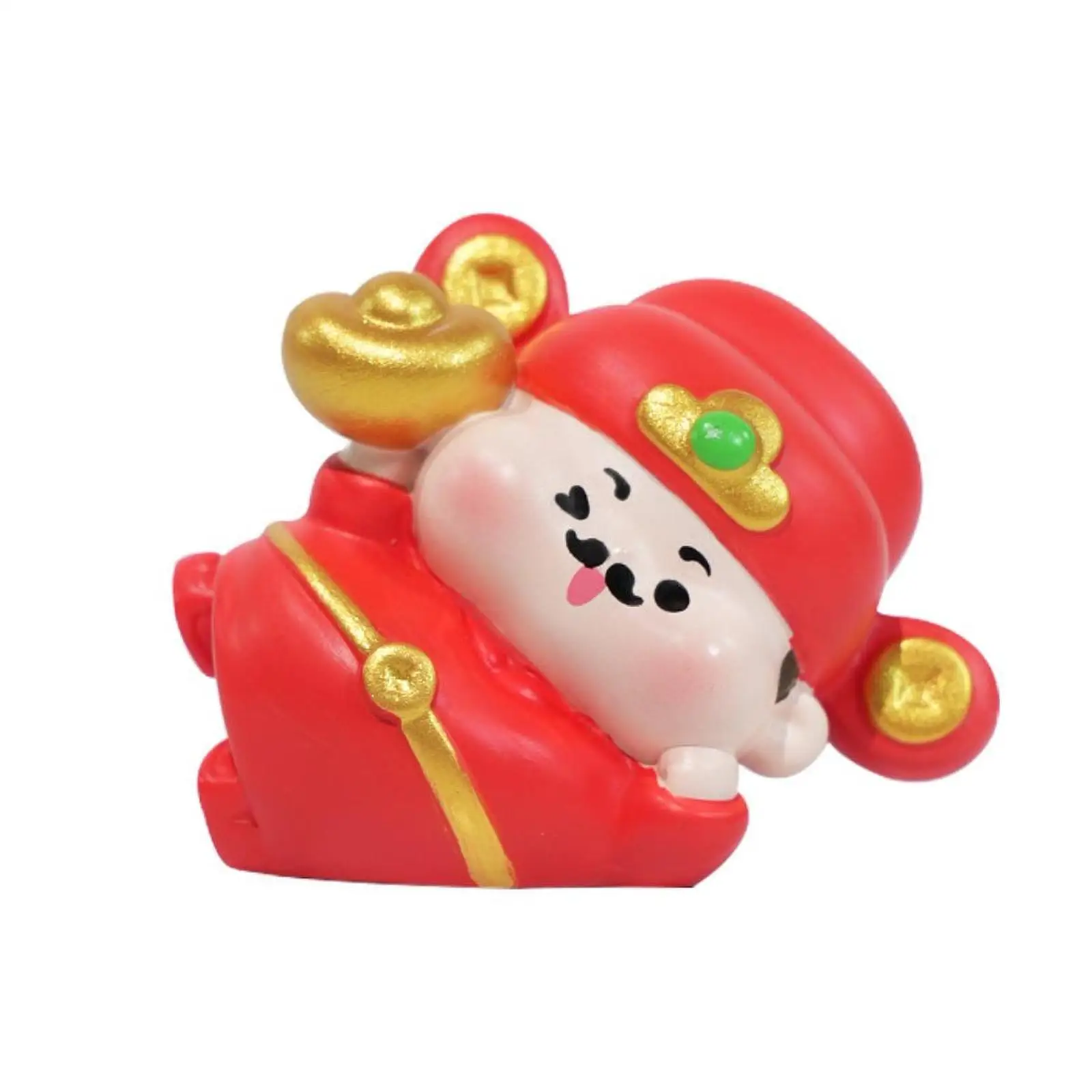 4 Pieces Mini God of Wealth Statues Creative Funny Small Sculptures Computer Monitor Decoration Ornaments for Desk Home Desktop