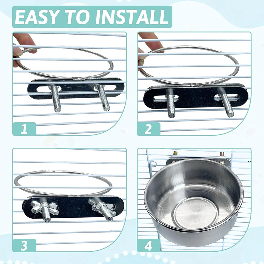 Tazones colgantes de acero inoxidable para jaula avícola - imagen 4