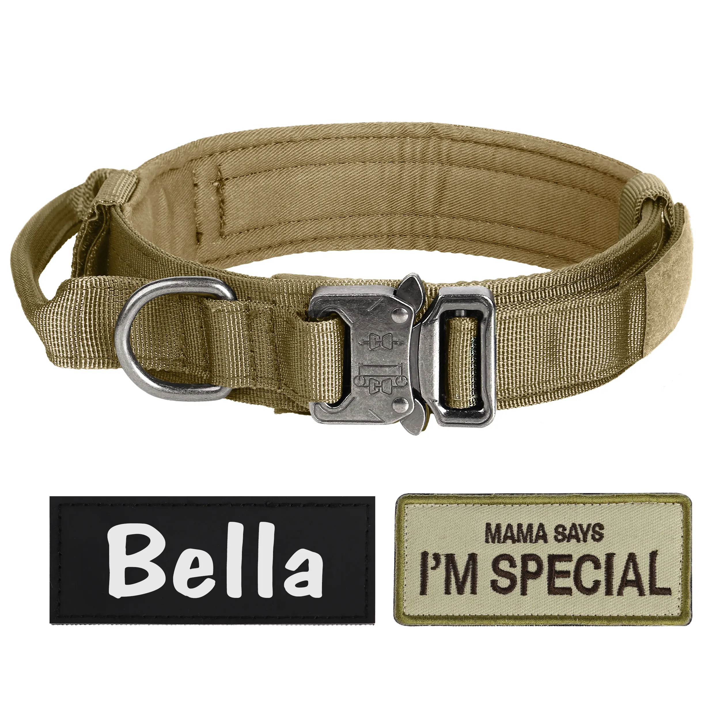 Collar de perro reflectante personalizado, Collar táctico militar de nailon para mascotas, collares de entrenamiento de mascotas personalizados para perros grandes, pastor alemán - imagen 3