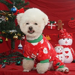 Ropa navideña para perros - mono con estampado de Papá Noel cálido