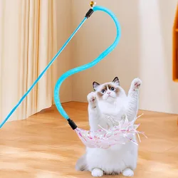 Juguete para gatos interactivo con plumas y campana