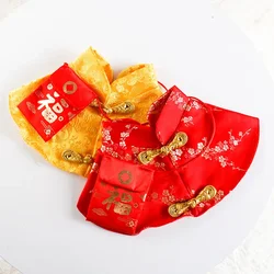 Capa festiva Año Nuevo estilo chino roja cómoda para gatos