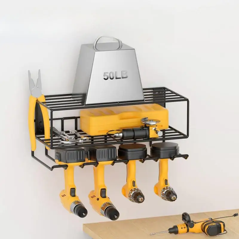 Organizador de herramientas eléctricas de montaje en pared, estante de herramientas de alta resistencia, estante de almacenamiento de herramientas eléctricas, estante de herramientas de 3 capas, estante de almacenamiento de Taladro Inalámbrico - imagen 4