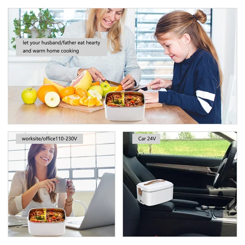 Fiambrera eléctrica portátil de gran capacidad, Bento de acero inoxidable 220, 12V/110V/304 V, 1.8L, para el hogar, la Oficina y el coche - imagen 2