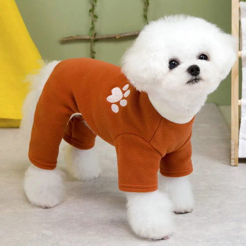 Ropa para perros, disfraz cálido de invierno, pijamas de café amarillo, chándal para perros pequeños, sudaderas con capucha de lana, pantalones, mono para perros, monos, caniche - imagen 3