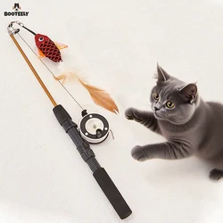 Caña de pescar con pluma para gatos – Juguete interactivo retráctil