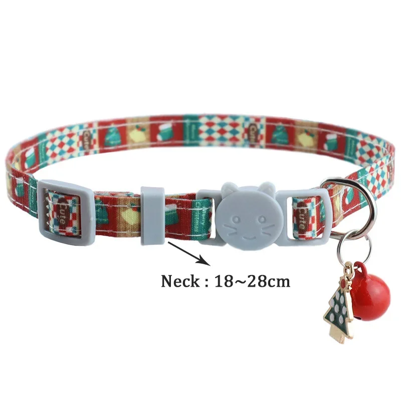 1 Uds. Precioso Collar para mascotas, adornos de elementos navideños, Collar para gato, hebilla ajustable con campanas, pajarita, collares para cachorros, suministros para mascotas - imagen 2