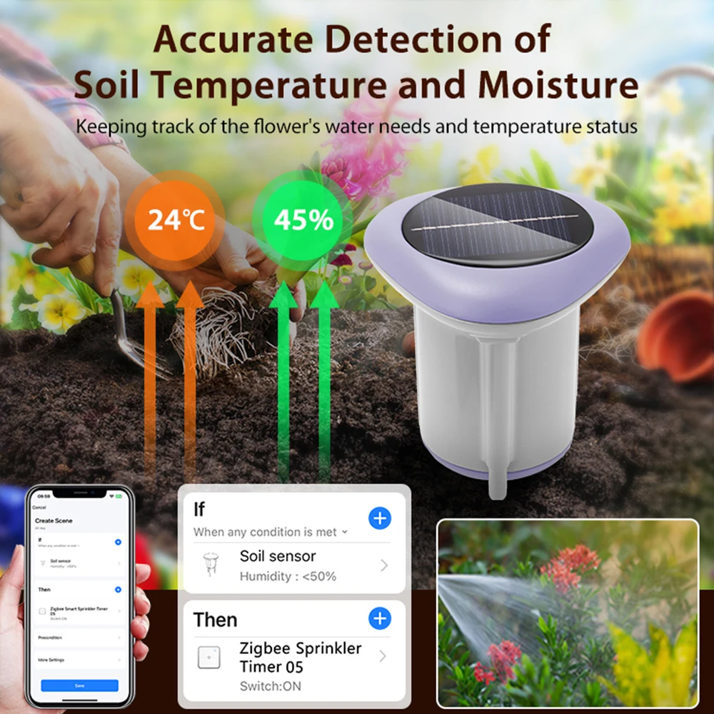 Medidor de humedad y temperatura del suelo – Sensor ZigBee para jardín - imagen 3