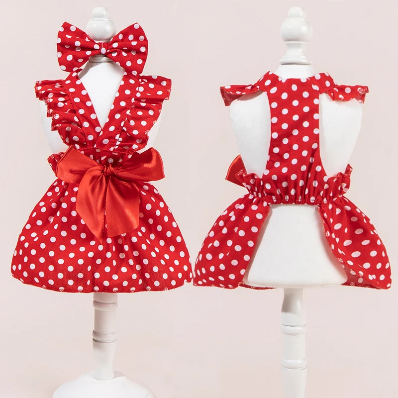 Vestido de verano para perros, vestido de chaleco de princesa con volantes de algodón para perros pequeños, ropa para mascotas, falda tutú para cachorros con adornos de encaje bonitos - imagen 2