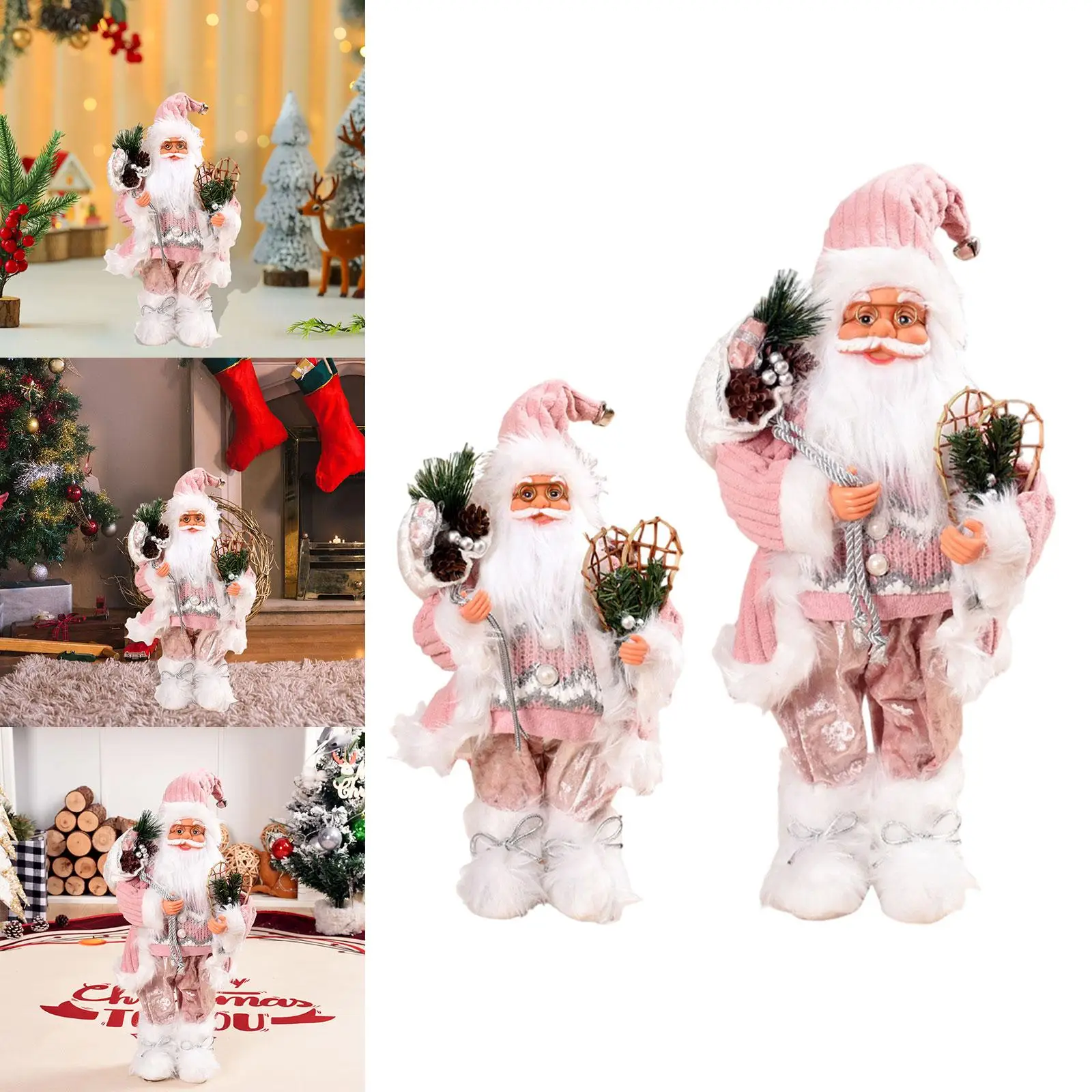 Muñeco de Papá Noel, estatuilla navideña tradicional coleccionable creativa, decoración navideña, adorno de mesa para el hogar y el dormitorio - imagen 4
