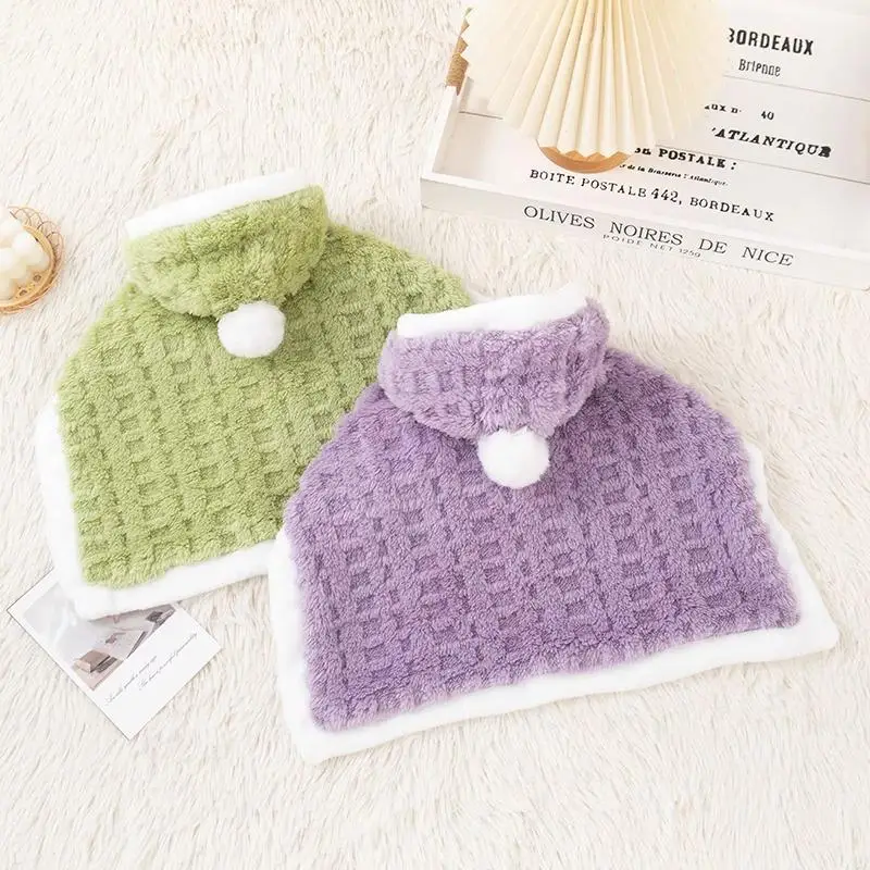 Ropa de franela para perros, abrigo cálido de invierno, ropa para mascotas, manta para dormir, bata para perros pequeños y medianos, capa con capucha a cuadros - imagen 3