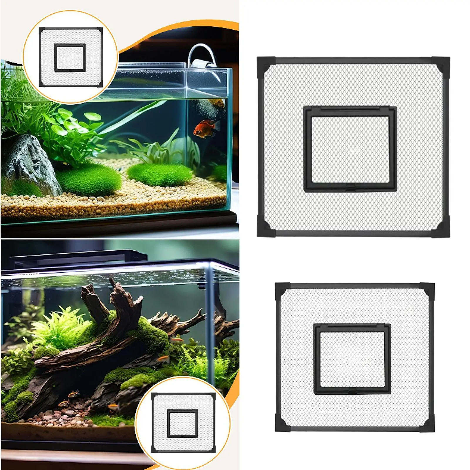Cubierta de red antisalto para acuario de peces, tapa de malla para pecera, resistente a desgarros, color negro - imagen 3