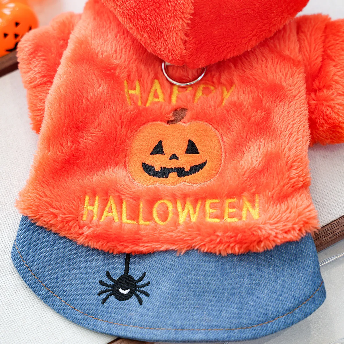 Sudadera con capucha de Halloween para mascotas, abrigo de calabaza de felpa bonito para gatos, abrigo informal de Halloween, ropa para perros pequeños, Otoño/Invierno - imagen 4