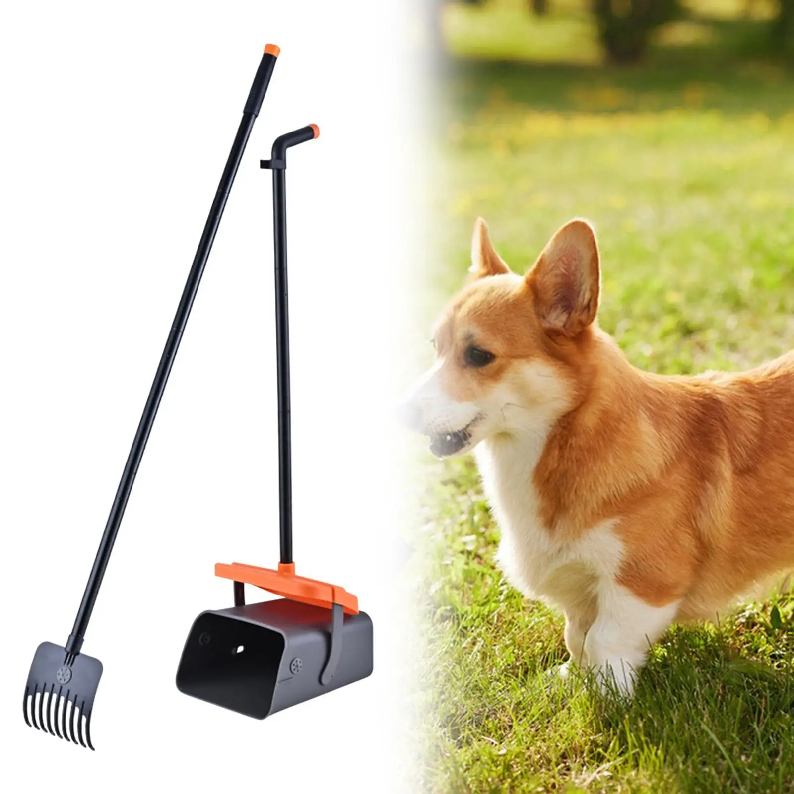 2x Dog Poo Scooper Tray and Rake Set for Kitten Large Medium Small Dogs Yard