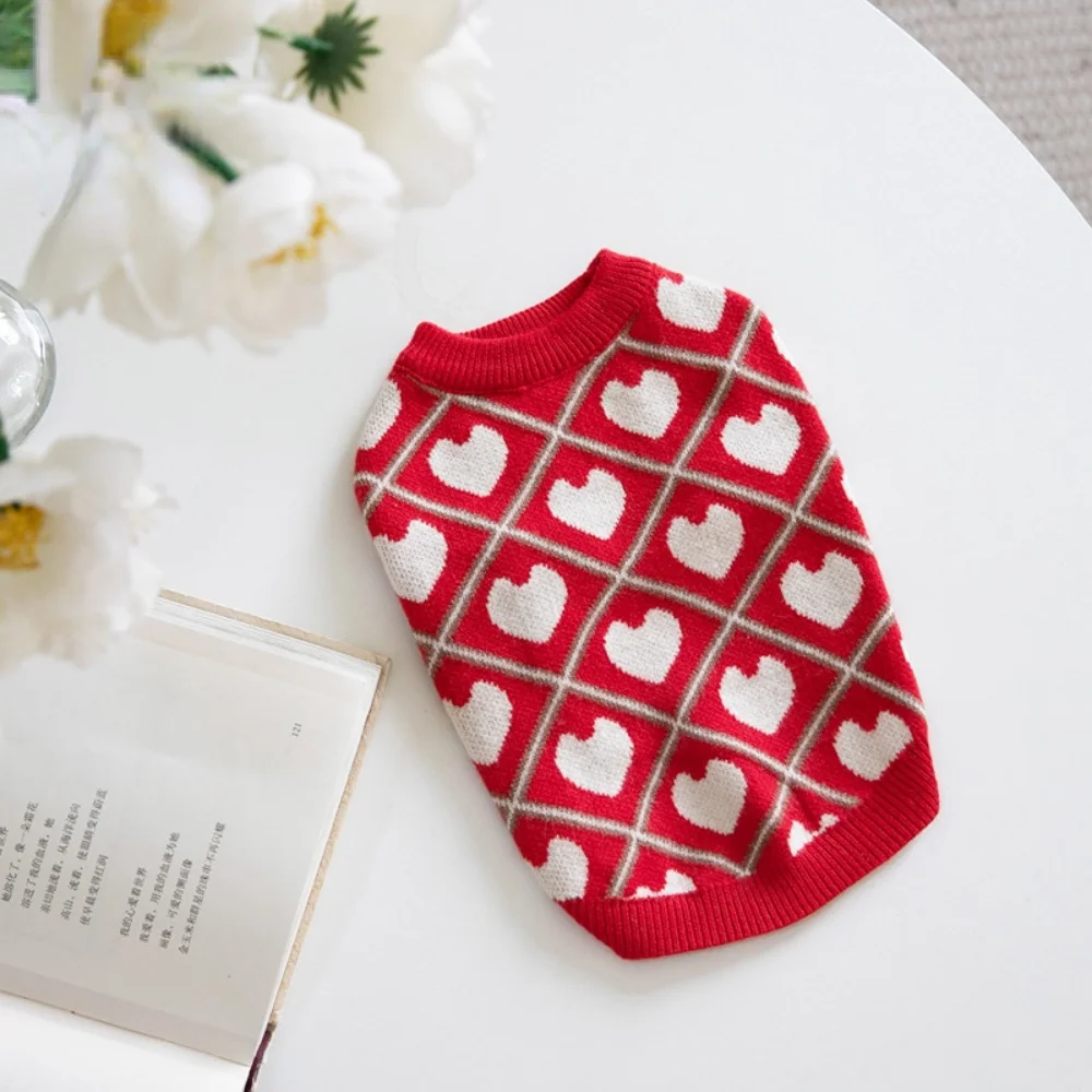 Suéter Jacquard colorido para mascotas, chaleco cálido para perros y gatos, ropa de Año Nuevo, Otoño e Invierno