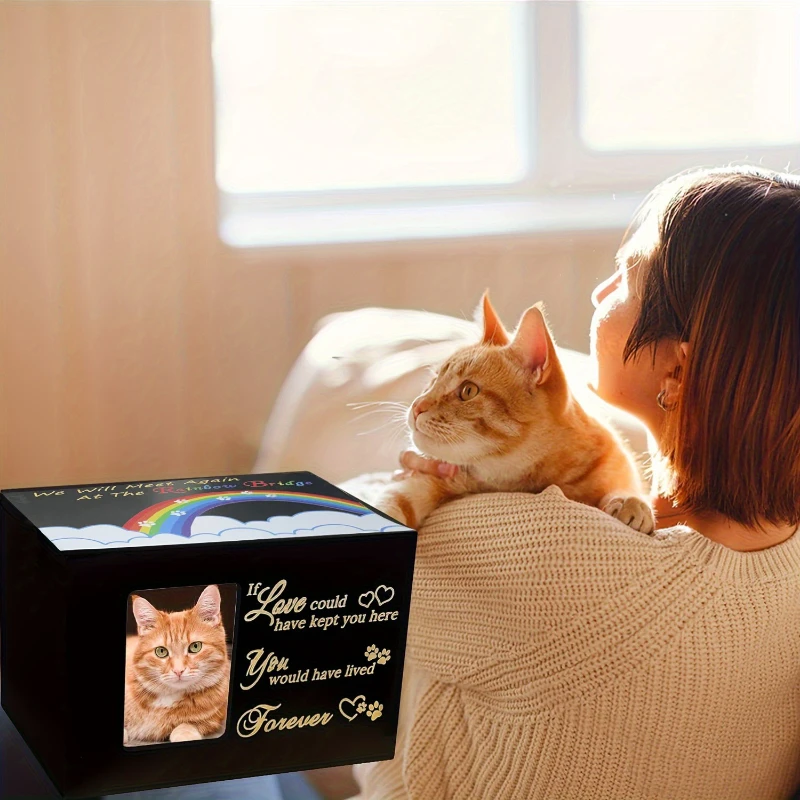 Urna de madera para mascotas, caja de cenizas para perros y gatos, ornas funerarias conmemorativas para perros, gatos y gatitos con marco de fotos, producto de recuerdos para mascotas y gatitos - imagen 4