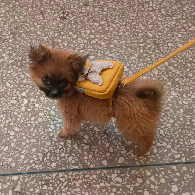 Juego de arnés y correa para perro, mochila extraíble personalizada con bolsa para perros pequeños, Chihuahua, Pomerania, aperitivos para cachorros, suministros para mascotas - imagen 4