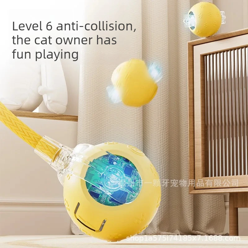 Pelota automática interactiva para gatos antimordidas con cuerda - imagen 3