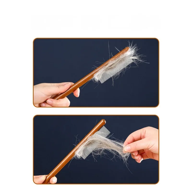 Alargamiento de madera para gatos, peine Retro portátil profesional para aseo de mascotas, limpieza de cabello sin interferencias, productos de limpieza para mascotas - imagen 4
