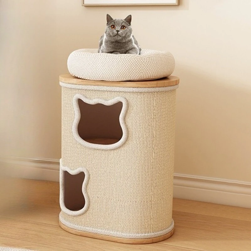 Árbol para gatos de madera maciza, rascador creativo de torre para gatos, poste rascador para gatitos, accesorios para gatos, casa de juguetes, suministros para gatos y gatitos