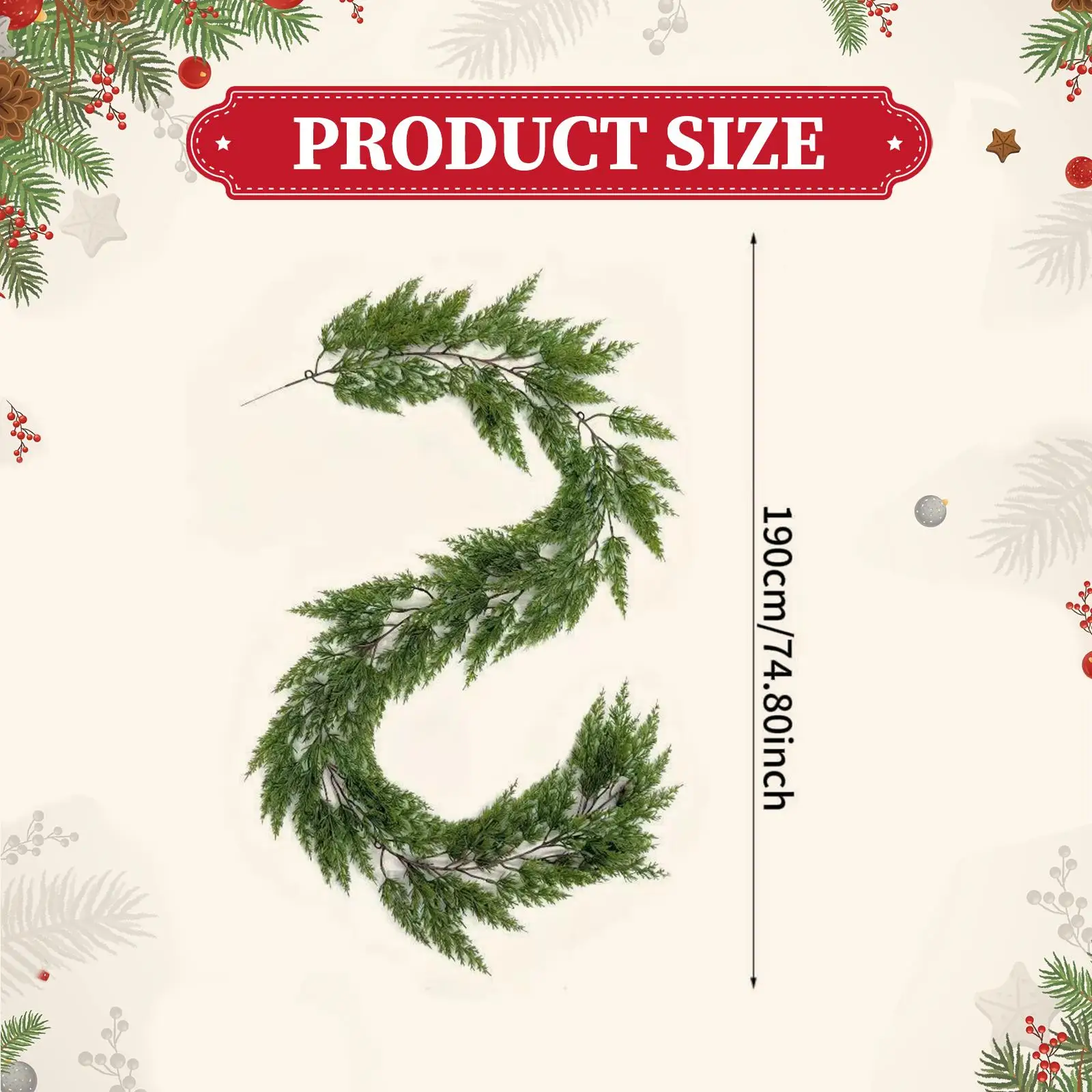 Christmas Garland Realistic Christmas Decoration for Holiday Fireplace Table