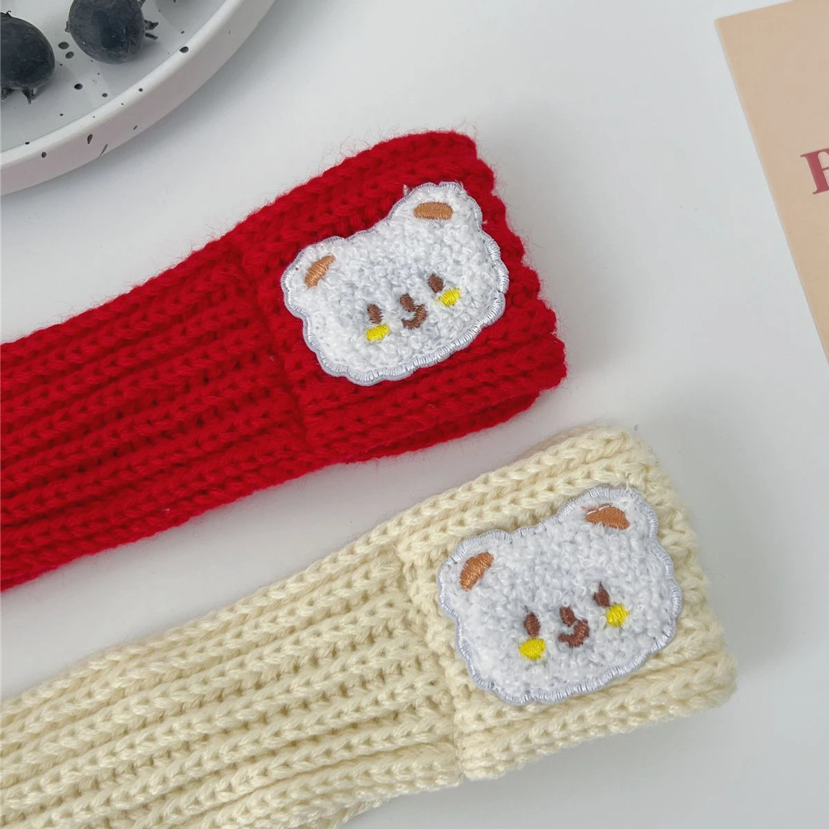 Bufanda navideña para mascotas, bufanda cálida de oso rojo de Año Nuevo para perros y gatos, bufanda tejida para invierno, Collar para gatos, accesorios para cachorros, pajaritas para perros - imagen 2