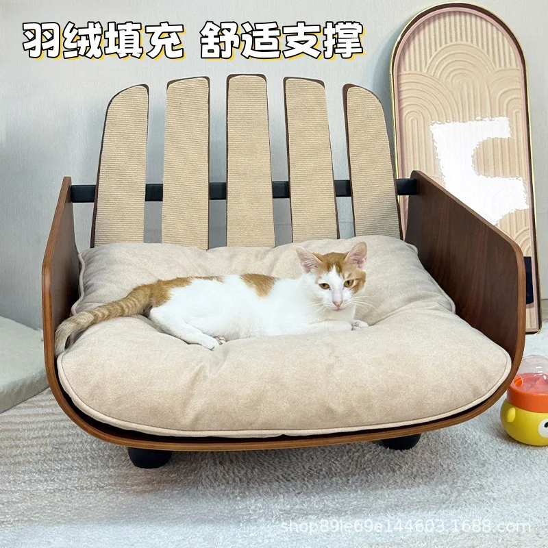 Sofá de lujo de madera maciza Natural para gatos, nido para mascotas resistente al desgaste y sin roturas, sofá Universal para perros para dormir en todas las estaciones - imagen 4