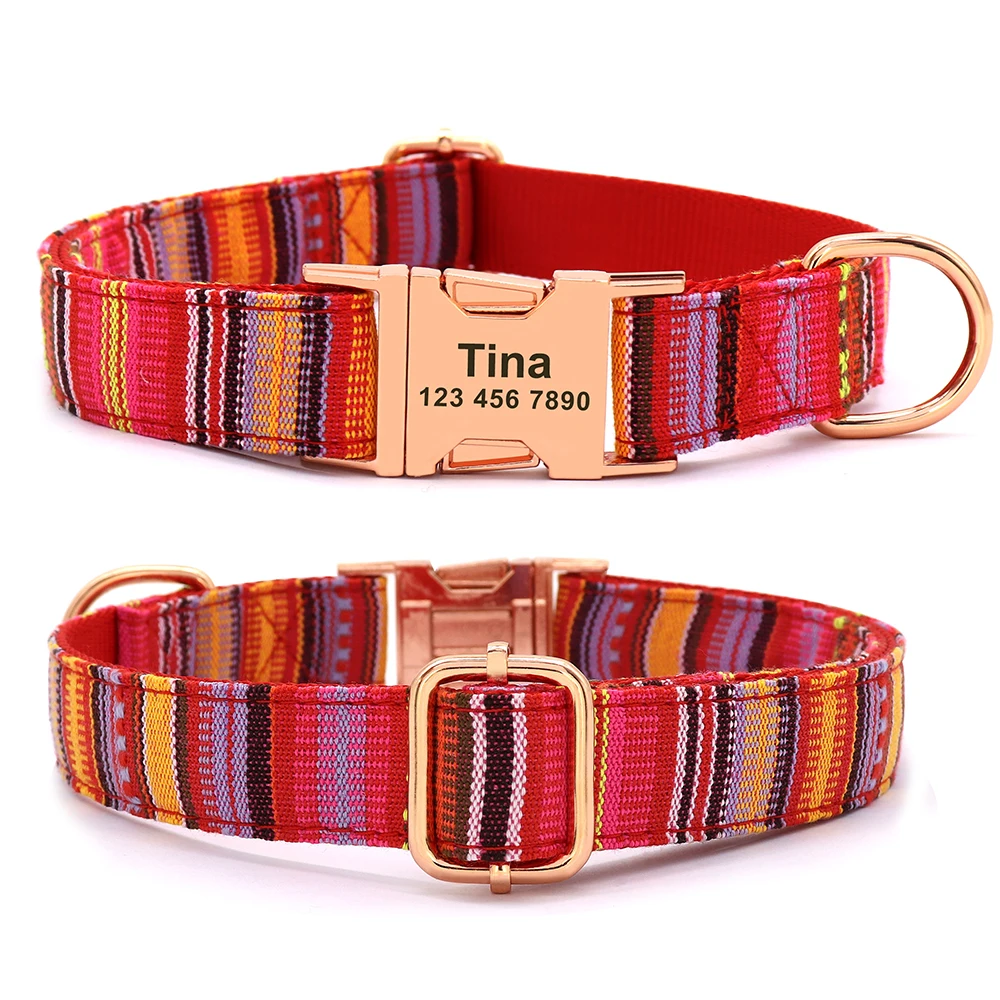 Collar de perro personalizado, Collar con hebilla de nailon colorido para mascotas, placa con identificación antipérdida, etiqueta de identificación ajustable para perros pequeños, medianos y grandes, S-L - imagen 3