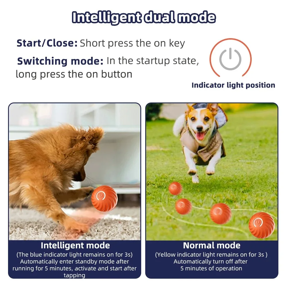 Bola de salto por gravedad para mascotas, rompecabezas eléctrico automático para perros, pelota rodante, juguete para perros, pelota elástica resistente a mordeduras para aliviar el estrés - imagen 4