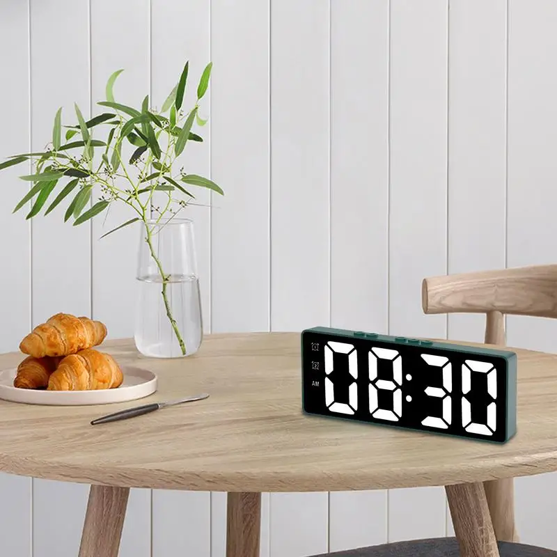 Reloj despertador de espejo LED duradero, relojes de espejo, pantalla grande, funciona con pilas, reloj eléctrico LED para oficina, cocina y sala de estar - imagen 4