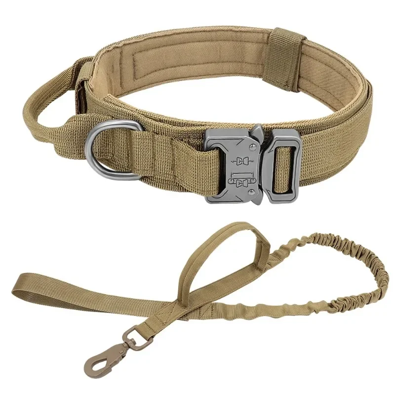 Collar táctico militar fuerte para perros, correa elástica duradera de nailon para entrenamiento de mascotas con mango, perros grandes, Bulldog francés - imagen 4
