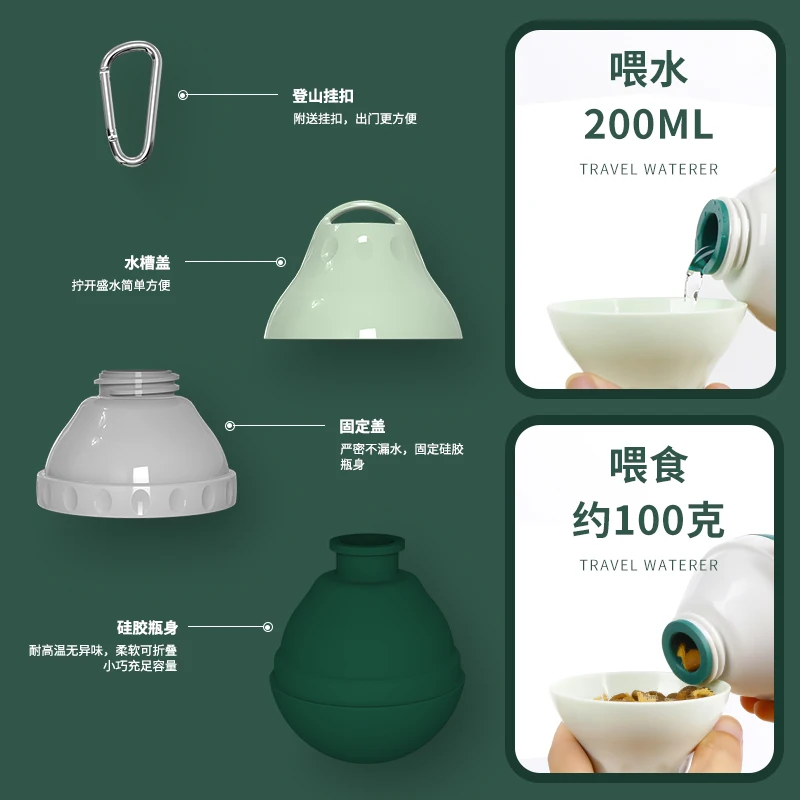 Suministros de taza de agua para salir de perros y mascotas, taza de comida portátil, dispensador de agua para caminar para perros de silicona, hervidor para gatos, productos universales para mascotas - imagen 3