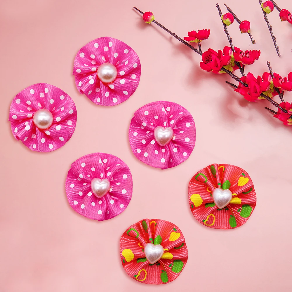 100 Uds. Por pares de lazos para el pelo de perros pequeños, lazos de diamantes de perlas para perros, lazos para perros pequeños, accesorios para el cabello para perros, accesorios para el cuidado de perros - imagen 5