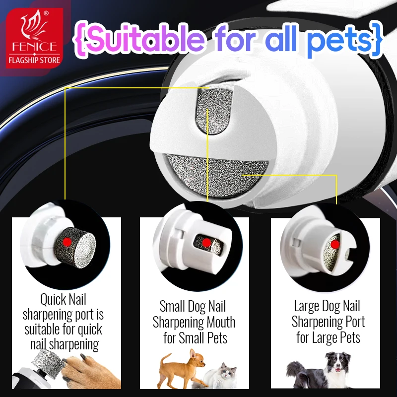 Fenice-amoladores de uñas indoloros con carga USB para perros, cortauñas recargables para mascotas, cortauñas eléctrico silencioso para perros y gatos, recortador de uñas - imagen 3