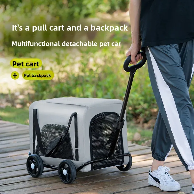 Carrito de paseo ligero plegable para gatos y perros pequeños – Portátil - imagen 2