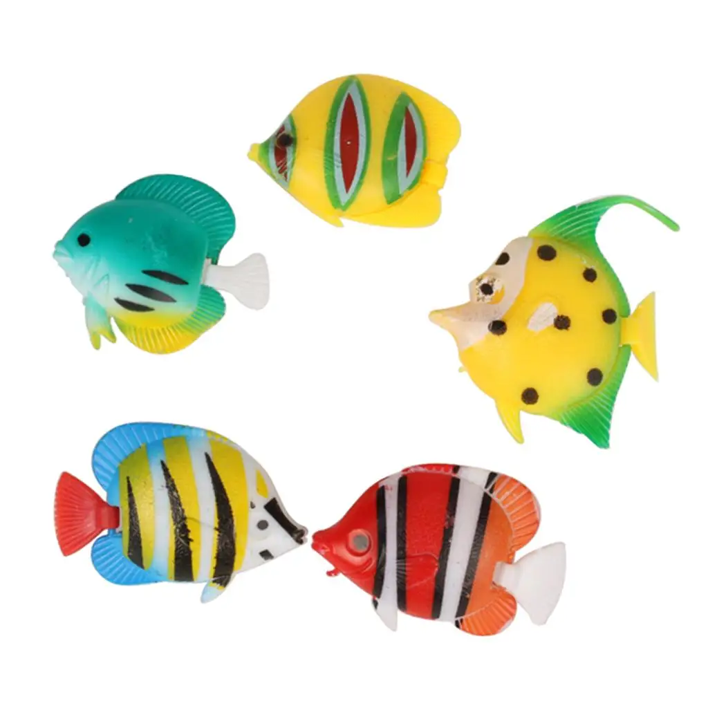 5pcs Colourful Assorted Artificial Plastic Aquarium Tropical Fish