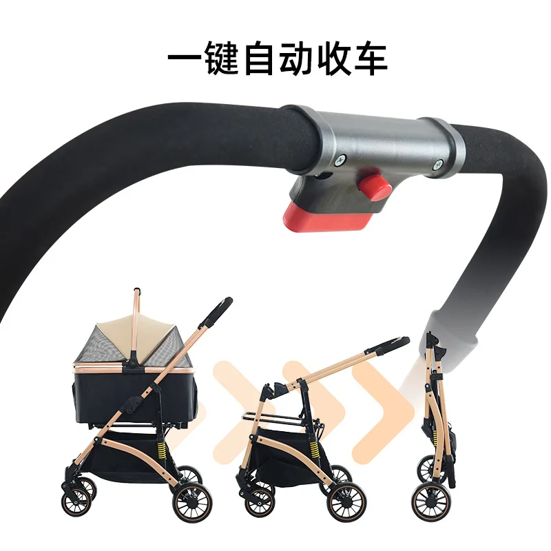 Carrito Plegable Con Cesta Desmontable Para Perros Y Gatos - Comodo