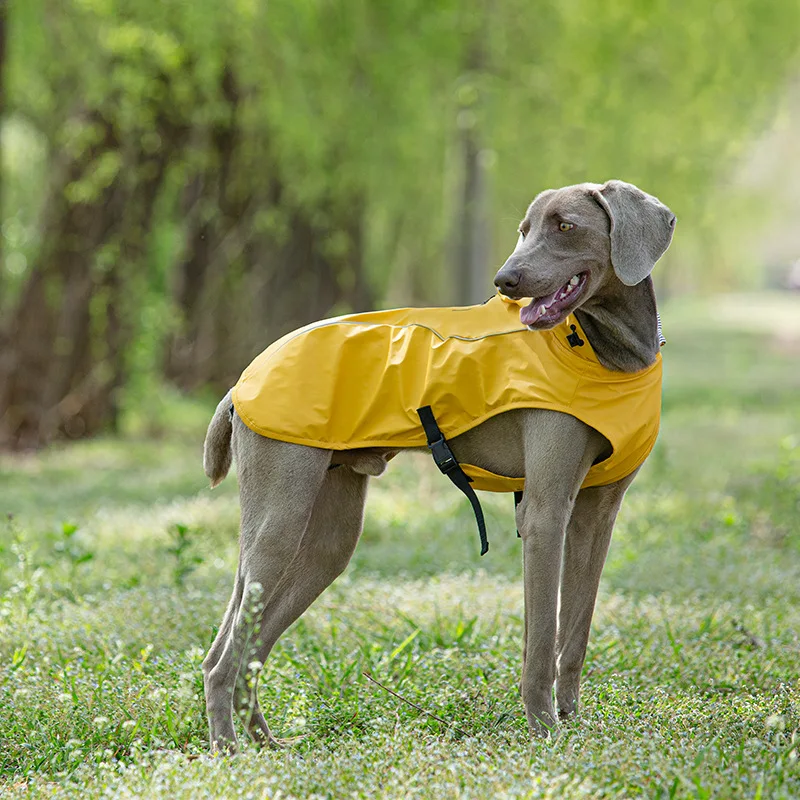 Chubasquero para perros medianos y grandes, chaqueta de lluvia suave de PU para perros, traje impermeable reflectante ajustable con capucha para mascotas para galgo Husky - imagen 5